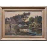 William Small, R.I., H.R.S.A. (Scottish, 1843-1929)River landscape with a stone bridge signed in