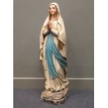 A carved statue of The Virgin Mary - Our Lady of Lourdes, 106cm high