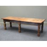 A 20th century Arts & Crafts oak bench seat, 46 x 152 x 50cm46 cm high 152cm wise nd 50c
