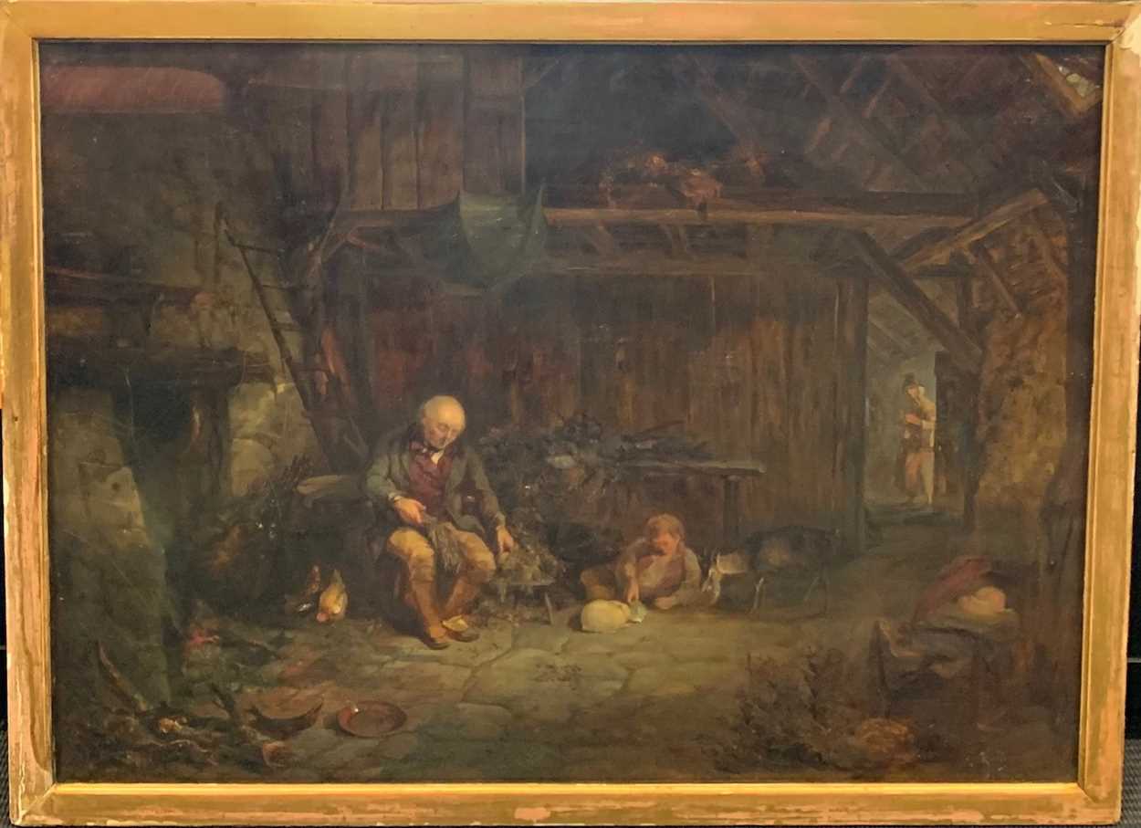 Circle of Nicholas Condy (1793-1857)The Heather Picker - Cottage interior with a man picking - Bild 11 aus 11