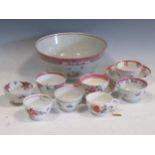 A collection of 18th century English porcelain, comprising mostly tea bowls, saucers and a larger