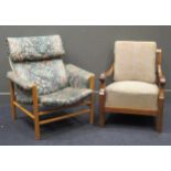 zzz A late 20th century turned wood armchair together with a scroll armed elbow chair (2)