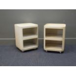 Anna Castelli for Kartell, a pair of Componibili square white bedside tables, 1960s, 50 x 38 x 38cm