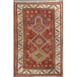 A late 19th century Kazak prayer rug 173 x 115cmVery worn especially the middle sectionPile is quite