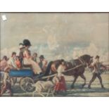 A collection of four pictures including Alfred Munnings print - Arrival at Epsom Downs; Gerry