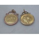 Two mounted full sovereigns (2)