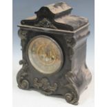 An Edwardian Louis XV style gilt metal mounted slate mantel clock, 31 x 25 x 13cm