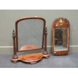 A late Victorian mahogany dressing table swing mirror 80 x 75 x 29cm together with a George III