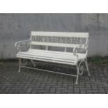 A white painted garden bench, 86 x 150 x 57cm