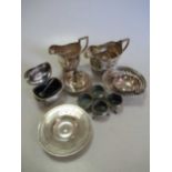 An assortment of silverware including salts, mustard, armada dishes, cream jugs etc 32.5ozt gross