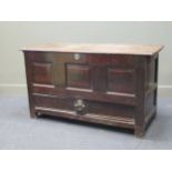 An 18th century oak mule chest, 75 x 132 x 53cm