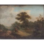 Follower of George Morlandlandscape with sheep on a country pathoil on canvas 34 x 43.5