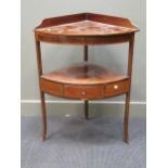 A mahogany corner washstand with boxwood stringing, 91 x 67 x 48cm, and a late Georgian mahogany