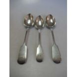 A George III silver serving spoon and two other early Victorian examples, gross weight 6.97ozt