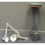 zzz A spiked garden light together with two angle poise lamps with clamp bases (3)