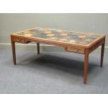 zzz A mid-century Danish teak coffee table and another tile-topped coffee table (2)