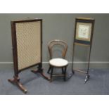 A Regency style mahogany adjustable firescreen together with a bent wood childs chair and another