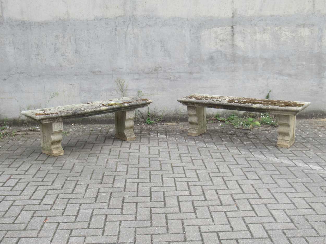 Two large concrete garden benches, 44 x 138 x 41cm - Bild 2 aus 8