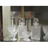 A pair of late 19th / early 20th century glass lustres together with a pair of cut glass