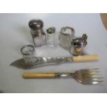 A quantity of silver flatware, 10ozt gross, together with a cased set of fish knives and forks