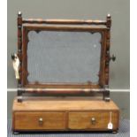 A late Regency rosewood dressing table mirror, shaped rectangular and baluster turned supports, 53 x