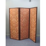 A Edwardian mahogany framed three-fold modesty screen, 199 x 216cm