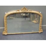 A Victorian gilt overmantle mirror of arched form, 73 x 110cm