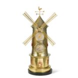 Andre Romain Guilmet, a French brass automaton windmill clock, circa 1890,