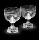 Two Sunderland Bridge glass rummers,