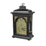 An ebonised quarter striking bracket clock with alarm, 18th century,