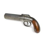 A Victorian percussion cap six-shot pepper box pistol,