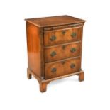 A small walnut chest of drawers, 18th century,