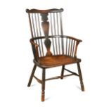 A Thames Valley ash, fruitwood and elm comb-back armchair, circa 1775,