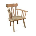 A primitive pine hedgerow chair, 19th century,