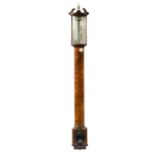 A bowfront mahogany stick barometer by 'Lione & Somalvico,