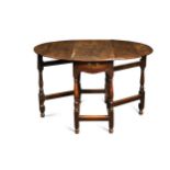 An oak oval gateleg table, 18th century,