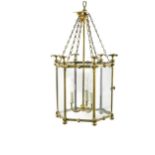 A Neo-classical style brass and glass hall lantern, 20th century,