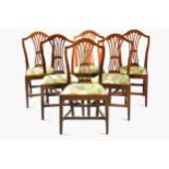 A set of six Hepplewhite style mahogany dining chairs, 19th century,