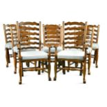 A set of eight George III style ladder back dining chairs, 20th century,