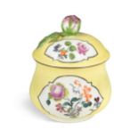 A Meissen yellow ground pot and cover, mid-18th century,