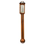 A late George III mahogany stick barometer by Baptista Ronchetti, Manchester,