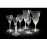 A pair of Jacobite style wine glasses,