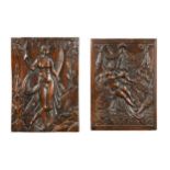 Two similar carved wood panels, 17th century,
