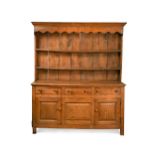 A pale elm shelf-back dresser, late 18th century,