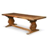 An Italian Renaissance style walnut trestle table,