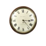 A mahogany circular fusee wall timepiece, 19th century,