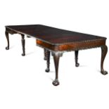 A Chippendale style mahogany extending dining table, early 20th century,