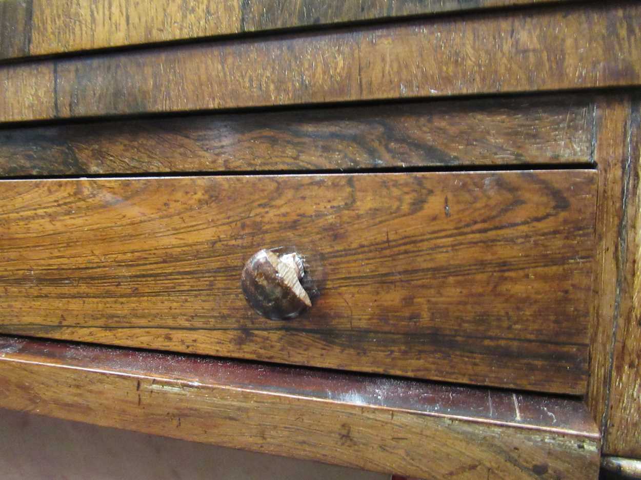 A 19th century inlaid rosewood games table, the fold over swivel top enclosing an inlaid - Image 2 of 10