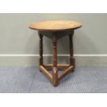 An oak cricket table, 20th century construction incorporating earlier elements, 56 x 51cmProperty