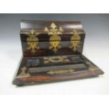 A Victorian Gothic brass bound coromandel desk stand, 19.5 x 34 x 27cm